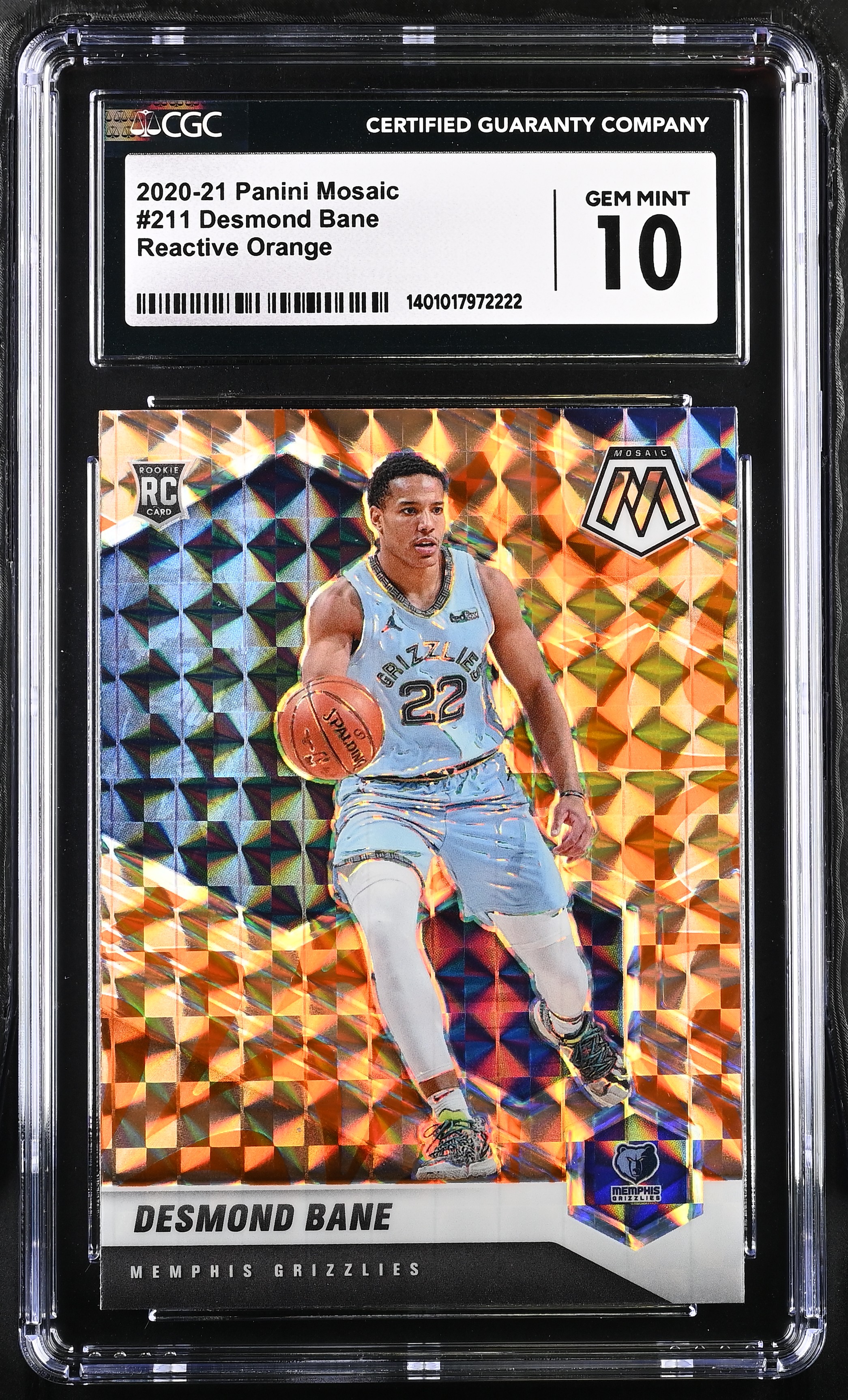 2020 Panini Mosaic Desmond Bane #211 Reactive Orange CGC 10