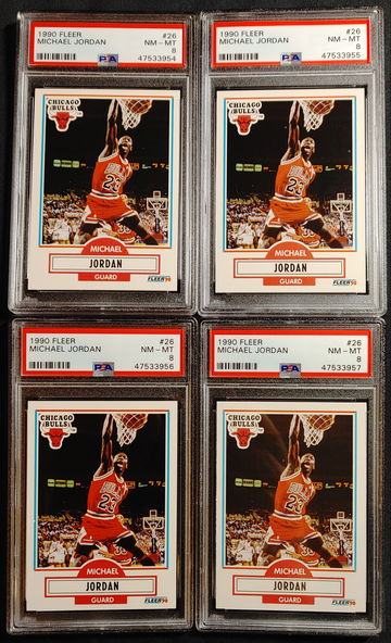 1990 Fleer Michael Jordan PSA 8 lot of (4)