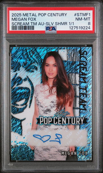 2025 Leaf Metal Pop Century Scream Team Autographs Silver Shimmer 1/1 Megan Fox #STMF1 PSA 8