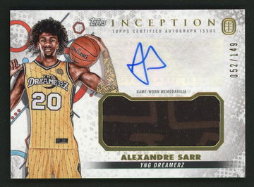 2022 Topps Inception Alexandre Sarr #IARC-AS2 Auto Patch /149