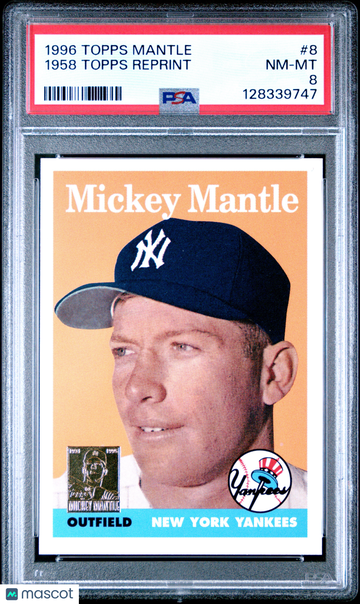 1996 Topps Mantle Reprint 1958 Topps Reprint #8 PSA 8