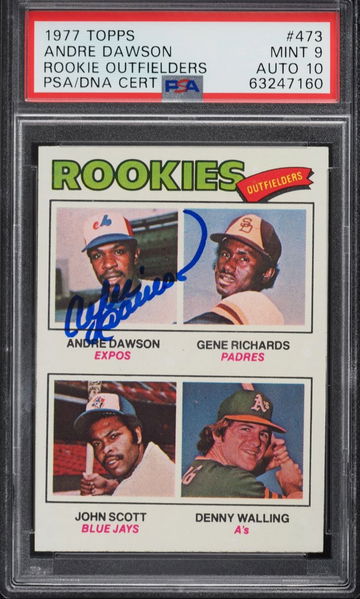 1977 TOPPS ANDRE DAWSON ROOKIE PSA/DNA PSA 9 AUTO 10 SIGNED Pop 12 , 1 Higher