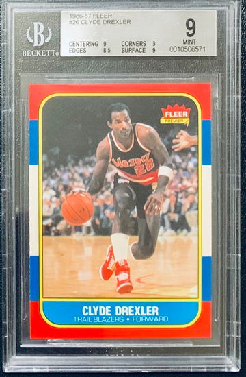 1986-87 Fleer Clyde Drexler RC BGS 9