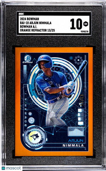 2024 Bowman Arjun Nimmala #BAI-18 A. I. Orange Refractor SGC 10