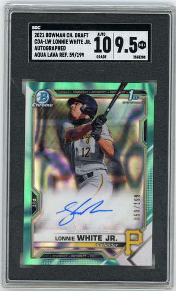 2021 Bowman Chrome Draft CDA-LW Lonnie White Jr. Autographed Aqua Lava Refractor #'d 59/199 SGC 10 / 9.5 MINT+ Pirates