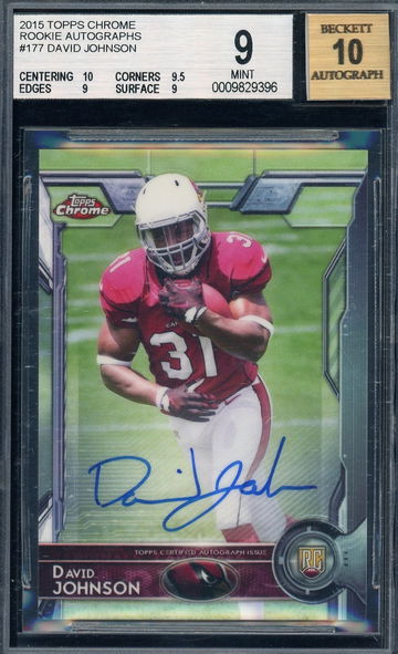 David Johnson 2015 Topps Chrome Rookie Autograph BGS 9 / 10