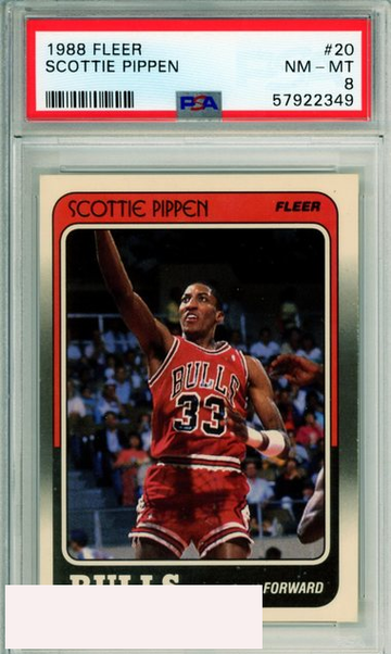 1988 FLEER SCOTTIE PIPPEN #20 ROOKIE CHICAGO BULLS HOF PSA NM-MT 8
