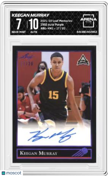 2021-22 Leaf Memories Keegan Murray #BG-KM1 1992 Auto Purple /20 Arena Club 7 Auto 10
