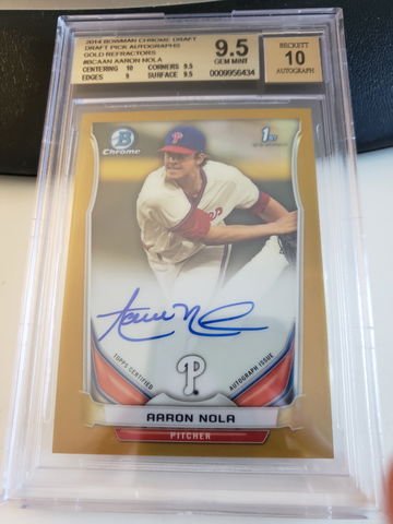 2014 BOWMAN CHROME DRAFT GOLD REFRACTOR AARON NOLA BGS 9.5 RC