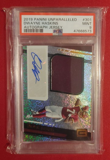 PSA 9 2019 Unparalleled Rookie Auto Jersey Patch Dwayne Haskins Washington Redskins  