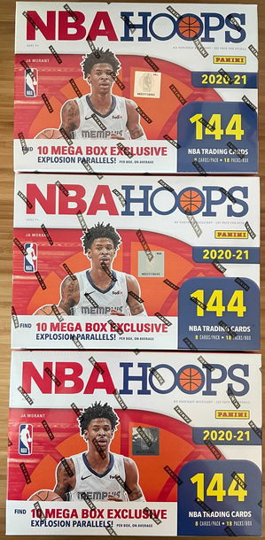 2020-21 Panini NBA Hoops Mega Box lot of 3