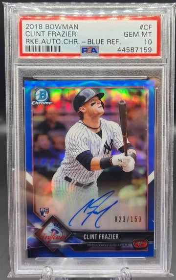 Clint sometimes Jackson Frazier 2018 Bowman Chrome Blue Refractor Auto #/150 PSA 10 Clint Frazier