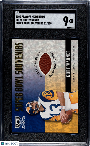 2000 Playoff Momentum Kurt Warner #SB-21 Super Bowl Souvenirs SGC 9