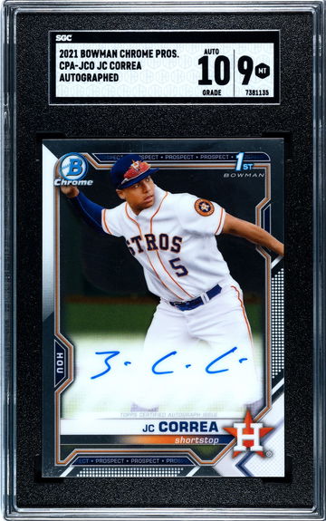 2021 Bowman Chrome Prospects JC Correa Auto SGC 9/10!