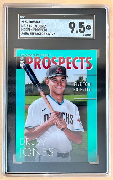 2023 Bowman Druw Jones Modern Prospects MP-3, Aqua Refractor /125, SGC 9.5
