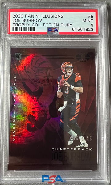 2020 Panini Illusions Joe Burrow #5 PSA 9 trophy collections ruby /125 SP
