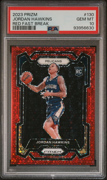 2023 Panini Prizm Prizms Fast Break Red Jordan Hawkins #130 /100 PSA 10
