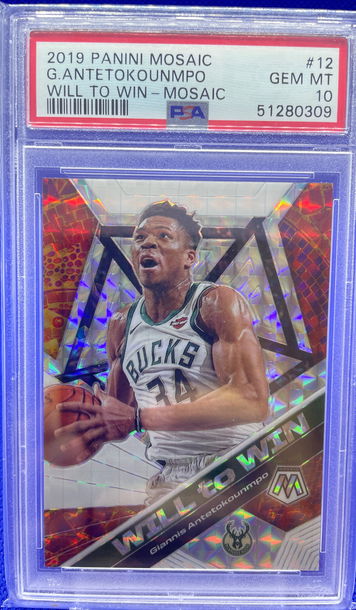 2019-20 Panini Mosaic GIANNIS ANTETOKOUNMPO Will To Win Mosaic Gem Mint PSA 10