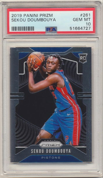 QTY! PSA 10 MINT SEKOU DOUMBOUYA 2019 PANINI PRIZM BASE ROOKIE CARD #261 NETS RC