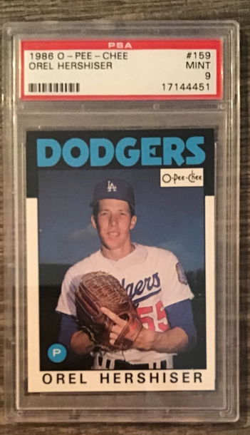 1986 O-Pee-Chee Dodgers Orel Hershiser #159 PSA 9