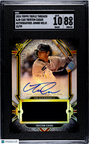 2024 Topps Triple Threads Triston Casas #AJR-CAS Autograph Jumbo Relic SGC 8 Auto 10