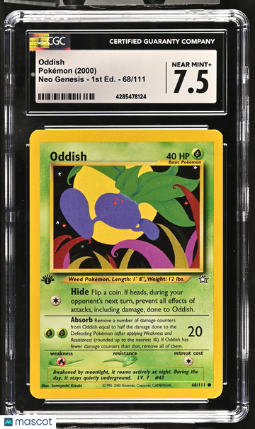 2000 Pokémon Neo Genesis - 1st Ed. Oddish CGC 7.5 #68/111