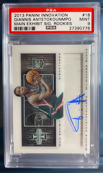 2013-14 Panini Innovation Giannis Antetokounmpo RC Rookie On Card Auto PSA 9 Mint /299 Low POP MVP