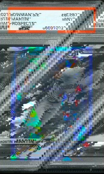 2021 TOPPS BOWMAN SAPPHIRE AUSTIN MARTIN ROOKIE CHROME PROSPECT #BCP87 PSA 9