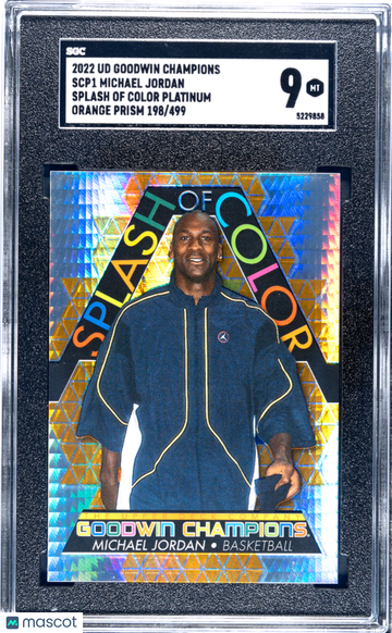 2022 Upper Deck Goodwin Champions Michael Jordan #SCP1 Splash Of Color Platinum Orange Prism SGC 9