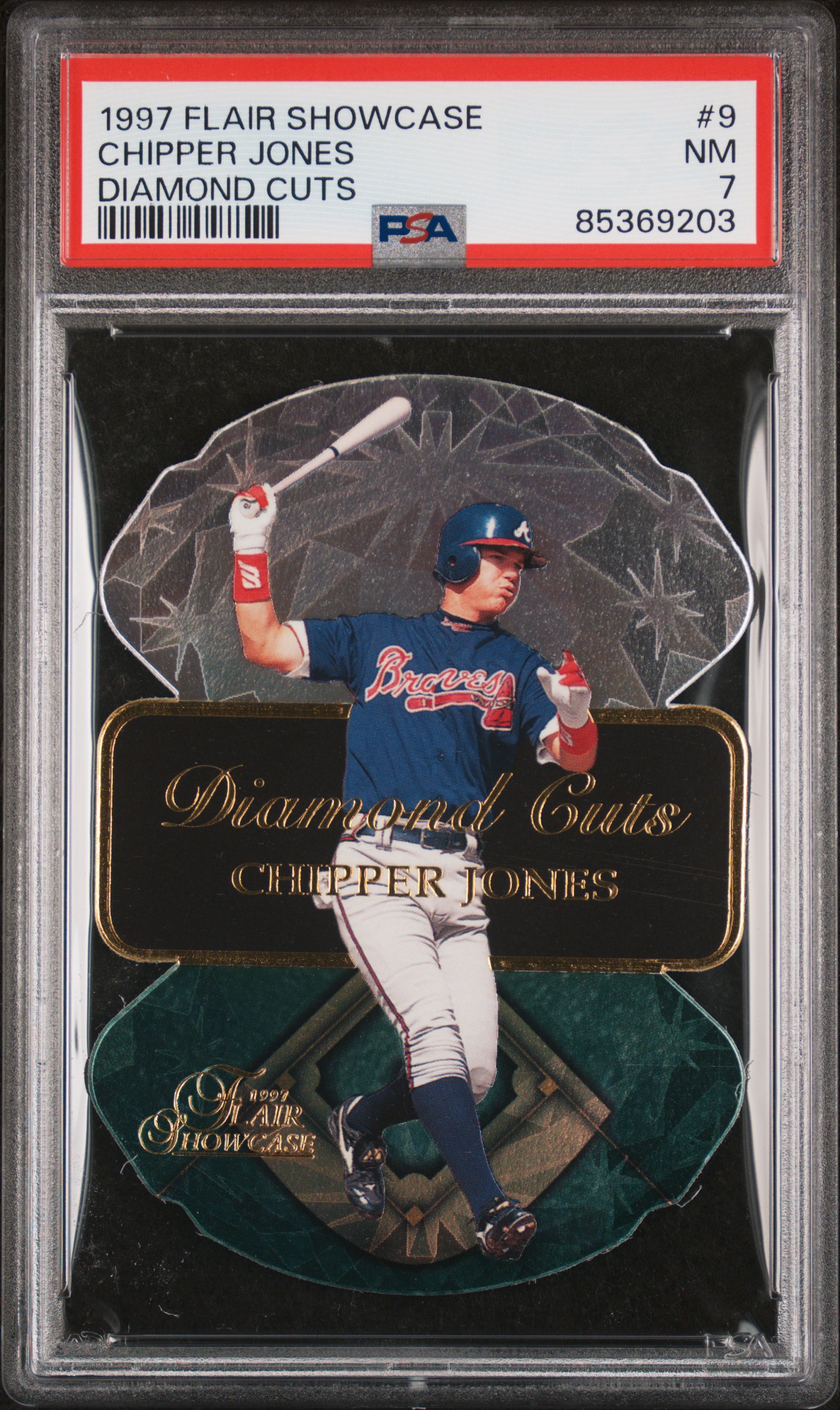 1997 Flair Showcase Diamond Cuts Chipper Jones #9 Diamond Cuts PSA 7