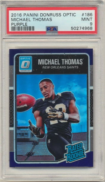 QTY PSA 9 MICHAEL THOMAS 2016 PANINI DONRUSS OPTIC PURPLE RATED ROOKIE CARD #186