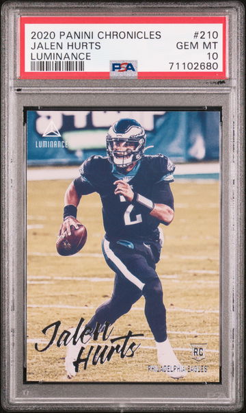 2020 Panini Chronicles Luminance Jalen Hurts #210 PSA 10