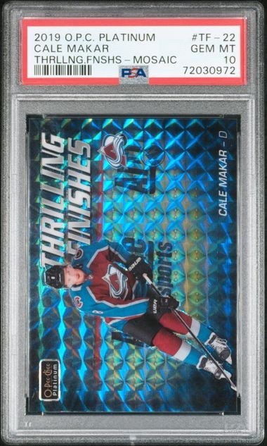 2019-20 OPC Platinum Thrilling Finishes Mosaic #TF-22 Cale Makar RY PSA 10