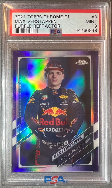 2021 Topps Chrome Formula 1 Max Verstappen #3 PSA 9 Purple Portrait /399 F1