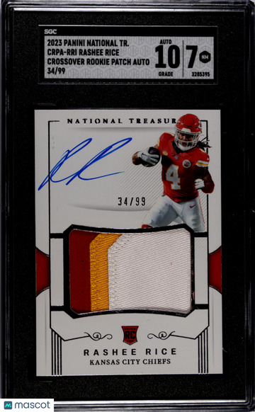 2023 Panini National Treasures Rashee Rice #CRPA-RRI Crossover Rookie Patch Autograph SGC 7 Auto 10