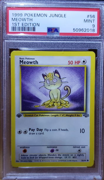 1999 Pokemon Jungle Meowth 1st Edition #56 PSA 9