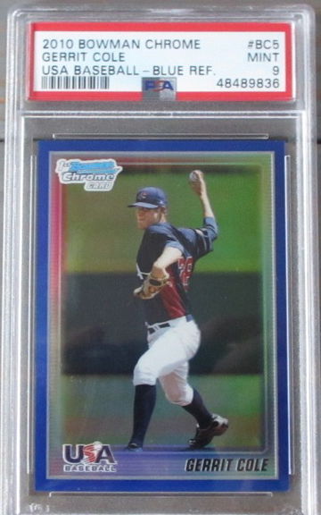 Gerrit Cole 1st Bowman 2010 Bowman Chrome USA Baseball BC5 Blue Refractor #/250 PSA 9