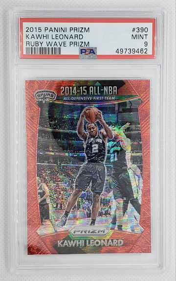 KAWHI LEONARD 2015 Panini Prizm Ruby Wave Prizm #390 220/350 Clippers - PSA 9 MINT