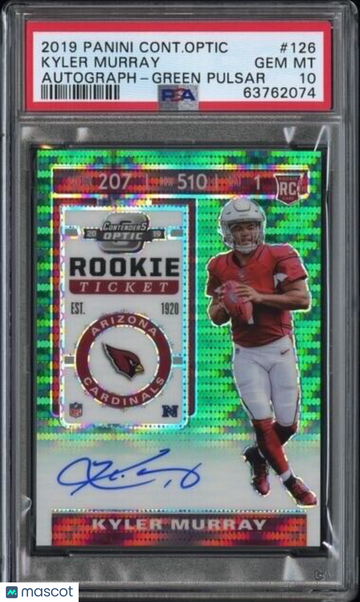 2019 Contenders Optic Kyler Murray Ticket Green Pulsar Auto RC /27 PSA 10 #126