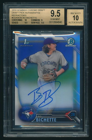 2016 Bowman Chrome Draft Bo Bichette Refractor Auto 269/499 BGS 9.5 Gem Mint