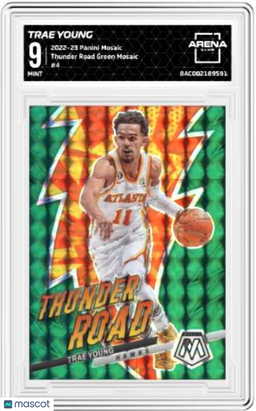 2022-23 Panini Mosaic Trae Young #4 Thunder Road Green Mosaic Arena Club 9