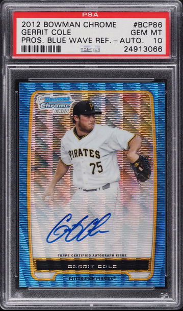 GERRIT COLE AUTO ROOKIE 2012 BOWMAN CHROME SP / 50 