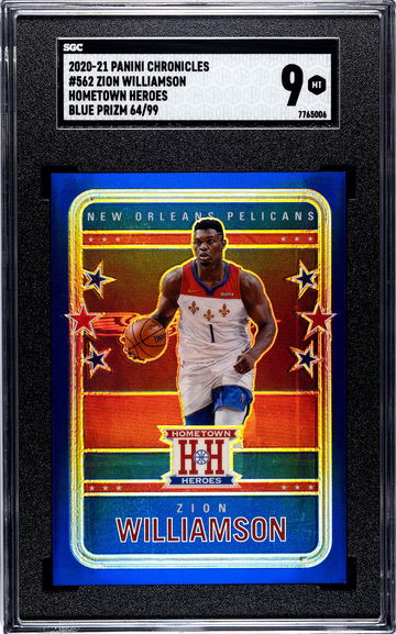 2020-21 Panini Chronicles #562 Zion Williamson Hometown Heroes Blue Prizm 64/99