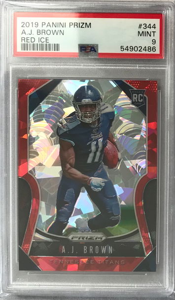 AJ Brown 2019 Panini Prizm Red Ice Rookie #344 - PSA 9