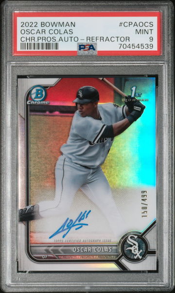 2022 BOWMAN 1ST OSCAR COLAS REFRACTOR AUTO /499 PSA 9