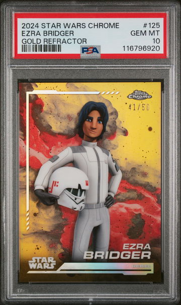 2024 Topps Star Wars Chrome Gold Refractor Ezra Bridger #125 /50 PSA 10