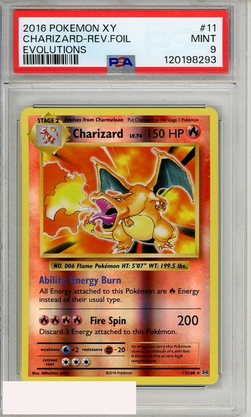 2016 POKEMON XY EVOLUTIONS CHARIZARD-REV FOIL #11 PSA 9 MINT