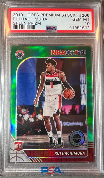 2019 Hoops Premium Rui Hachimura PSA 10 Green Prizm #206 RC rookie card