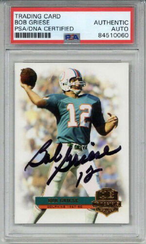 BOB GRIESE SIGNED 2012 TOPPS QB IMMORTALS #Q1-BG MIAMI DOLPHINS LEGEND PSA/DNA