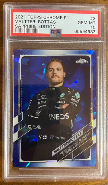 2021 TOPPS CHROME F1 SAPPHIRE VALTTERI BOTTAS #2 PSA 10 GEM MINT